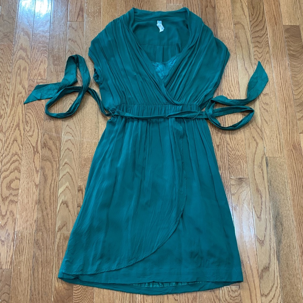 Maeve Emerald Green Belted Dress from Anthropologie